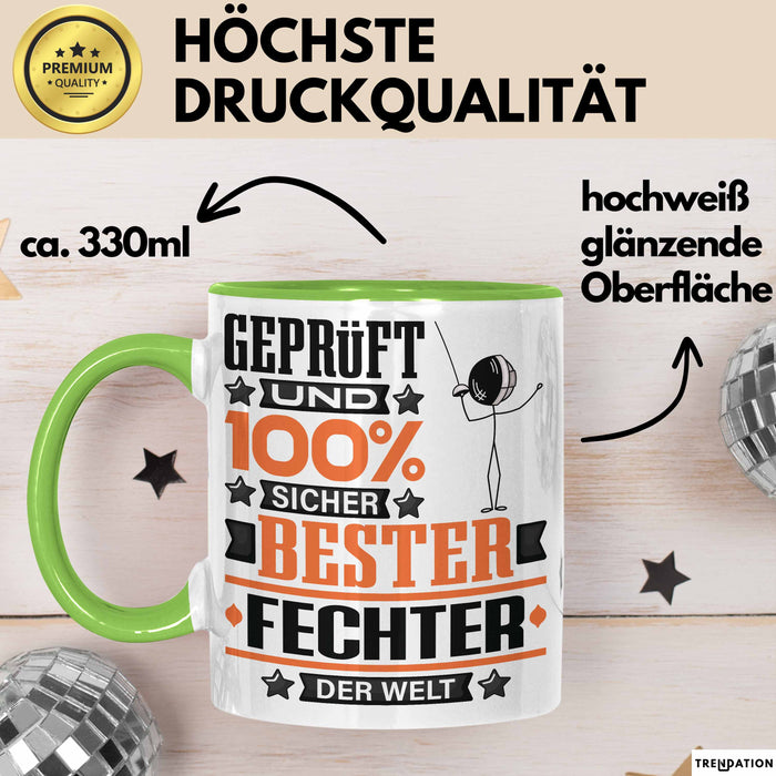 Fechter Geschenk Lustiger Spruch für Fechter Geschenkidee Bester Fechter Der Welt Grün Trendation