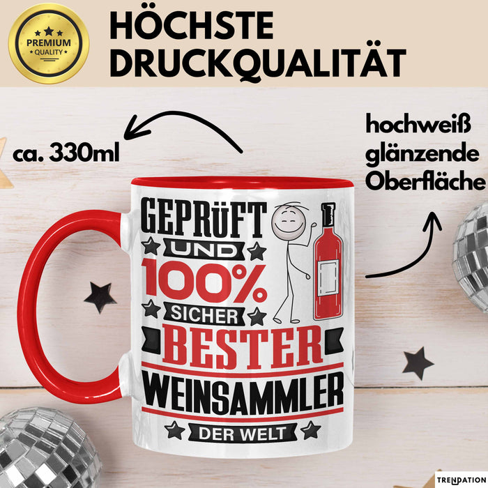 Weinsammler Geschenk Lustiger Spruch für Weinsammler Geschenkidee Bester Weinsammler Der Welt Rot Trendation