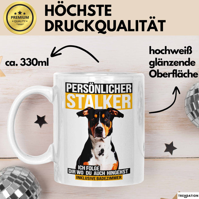Appenzeller Sennenhund Hund Tasse Geschenk Lustige Geschenkidee Spruch Persönlicher Stalker Ich Folge Dir Wo Du Auch Hingehst Weiß Trendation