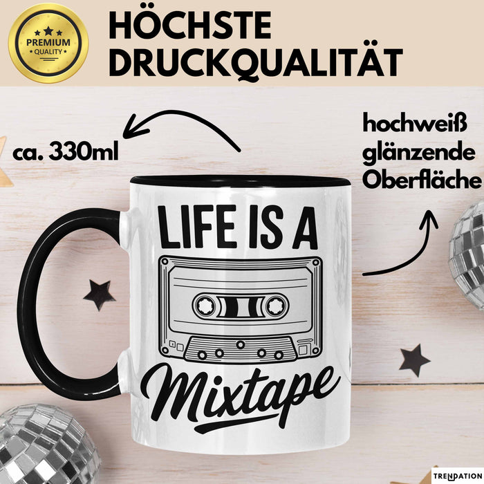 Retro Kassette Mixtape Tasse Geschenk Lustige Geschenkidee Spruch Das Leben Ist Ein Mixtape Trendation