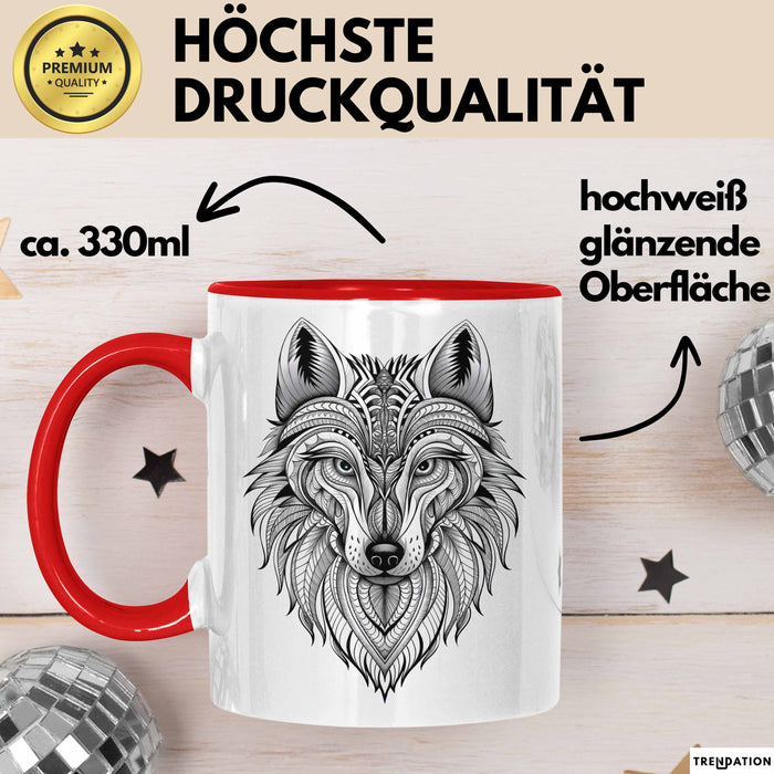 Wolf Tasse Geschenk Wolf für Wildtierliebhaber Rot Trendation