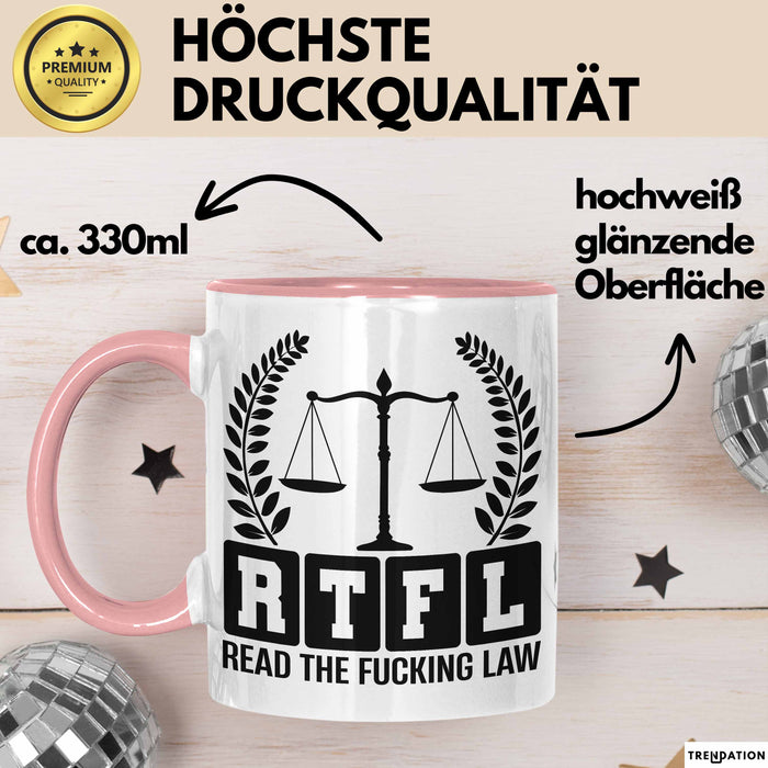 Richter Tasse Geschenk Rtfl Read The Fuc*** Law Jurist Geschenkidee Becher Rosa Trendation