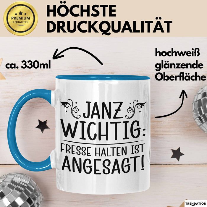 Kollege Tasse Geschenk Janu Wichtig Fresse Halten Ist Angesagt Blau Trendation