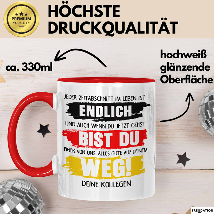 Office Arbeitskollege Tasse Geschenk Lustige Geschenkidee Spruch Alles Gute Auf Deinem Weg Deine Kollegen Rot Trendation