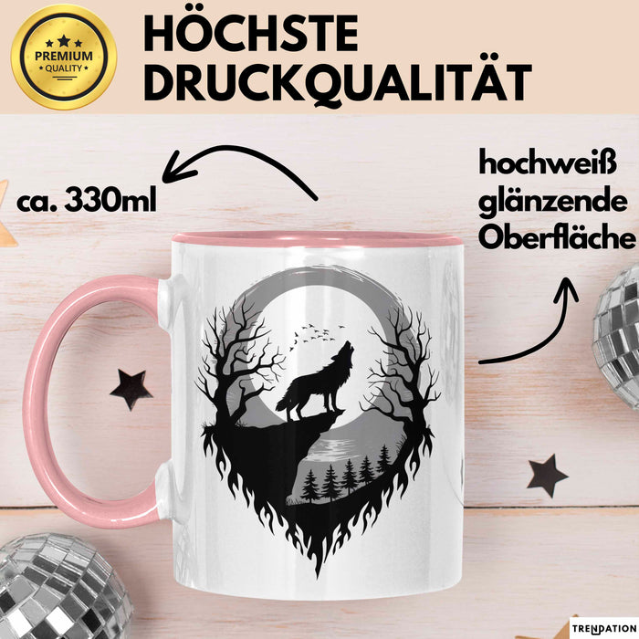 Wolf Tierliebhaber Tasse Geschenk Lustige Geschenkidee Spruch Rosa Trendation
