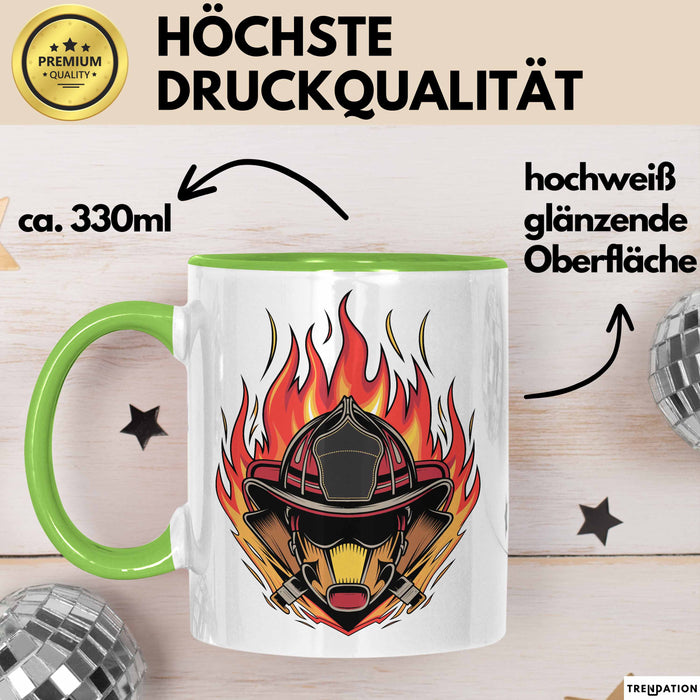 Feuerwehrmann Tasse Geschenkidee für Feuerwehrmann Spruch Grün Trendation