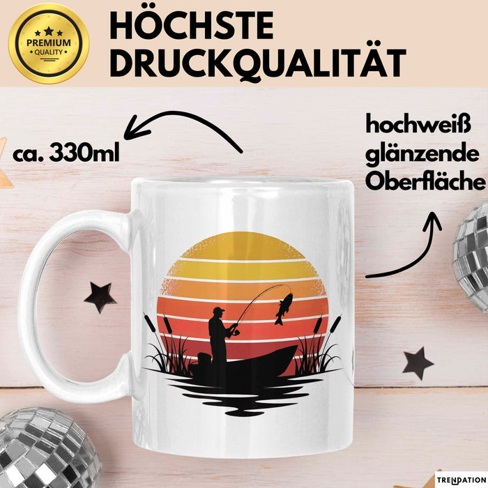 Angelliebhaber Fischer Retro Tasse Geschenk Lustige Geschenkidee Spruch Weiß Trendation