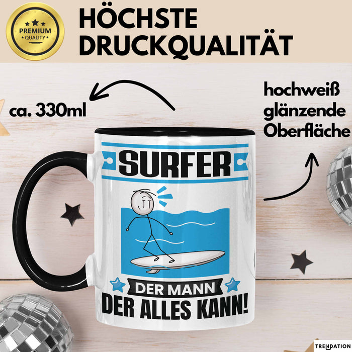 Surfer Tasse Geschenk für Surfer Der Mann Der Alles Kann Geschenkidee zum Geburtstag Schwarz Trendation