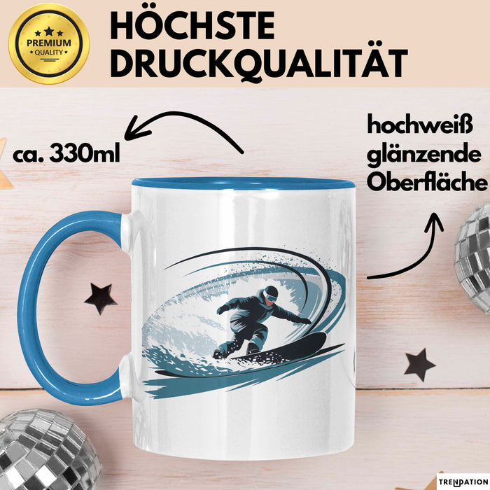 Snowboarder Tasse Geschenkidee Schneereiter Lustiger Spruch Geschenkidee Lustig Blau Trendation