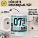 Tasse 07 Jahre Jubiläum Design mit Zeitangaben, Geschenkidee Weiß Trendation