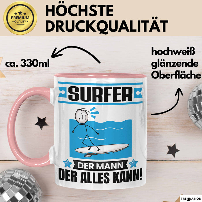 Surfer Tasse Geschenk für Surfer Der Mann Der Alles Kann Geschenkidee zum Geburtstag Rosa Trendation