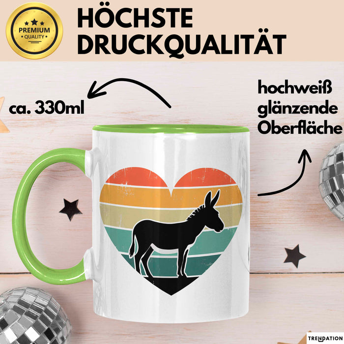 Eselbauer Esel Tier Retro Tasse Geschenk Lustige Geschenkidee Spruch Grün Trendation