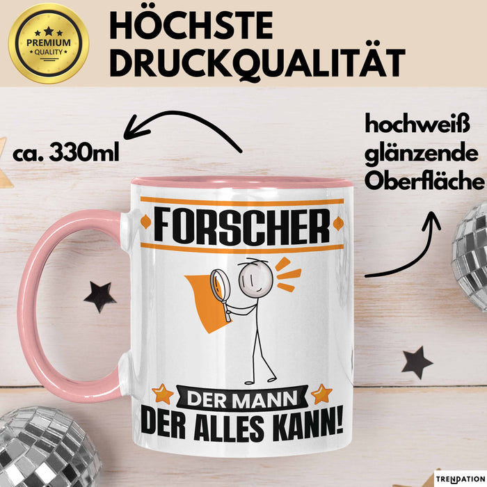 Forscher Tasse Geschenk für Forscher Der Mann Der Alles Kann Geschenkidee zum Geburtstag Rosa Trendation