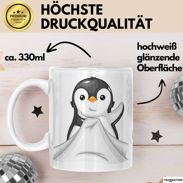 Lustige Tasse Geschenk Klein Pinguin Süßer Becher Spruch Weiß Trendation