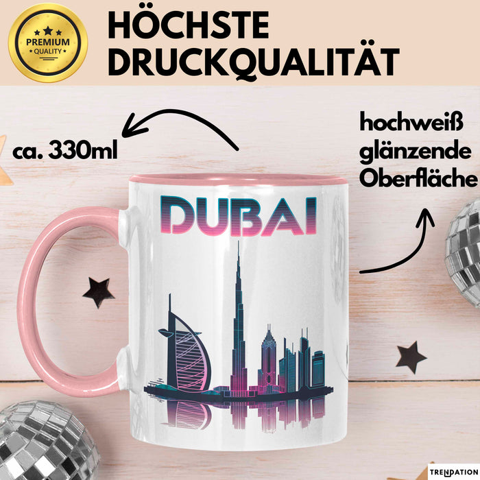 Dubai VAE Tasse Geschenk Lustige Geschenkidee Spruch Rosa Trendation