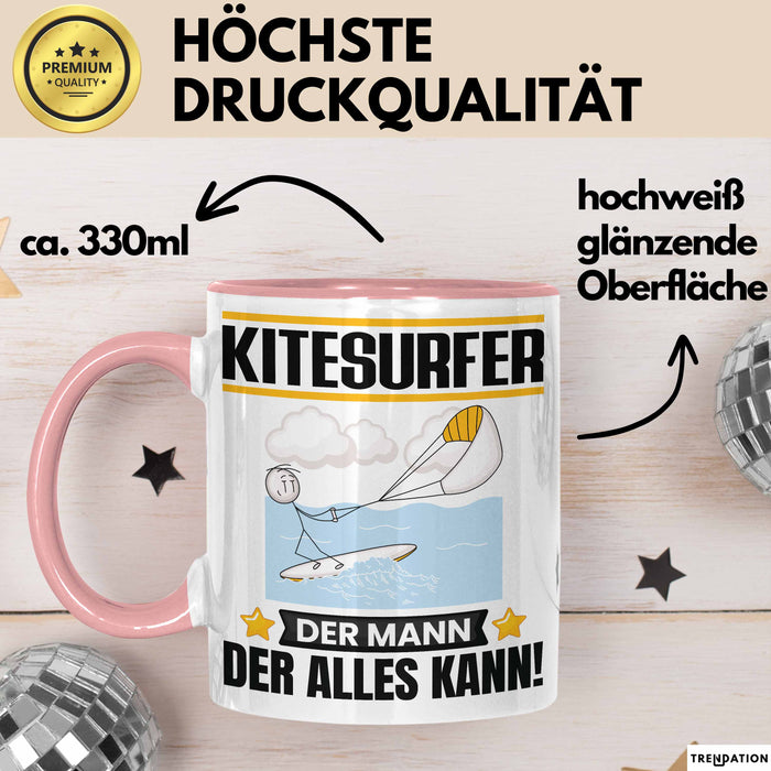 Kitesurfer Tasse Geschenk für Kitesurfer Der Mann Der Alles Kann Geschenkidee zum Geburtstag Rosa Trendation