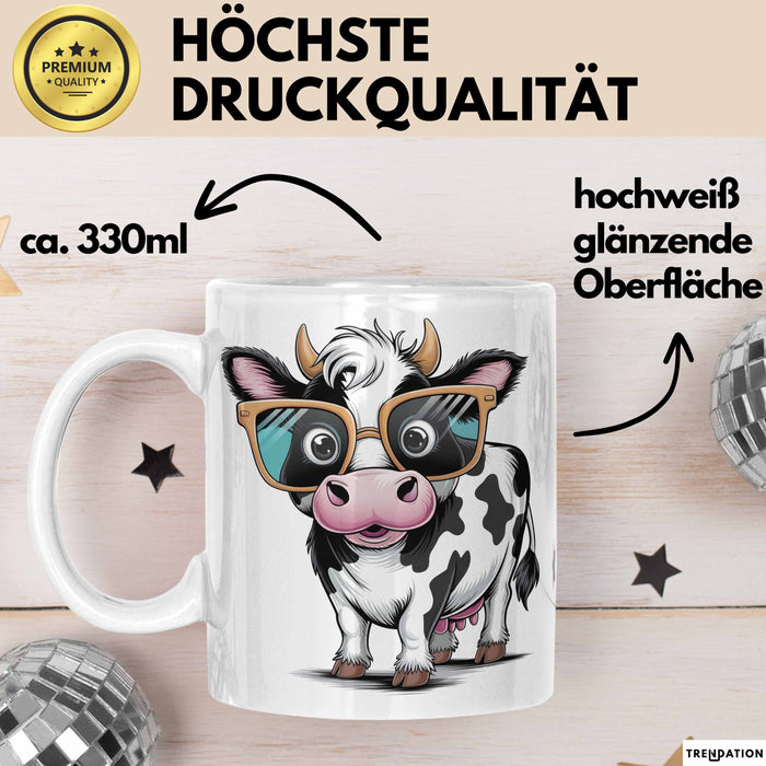 Kuh Liebhaber Tasse Geschenkidee für Bauernhoftier Fans Weiß Trendation