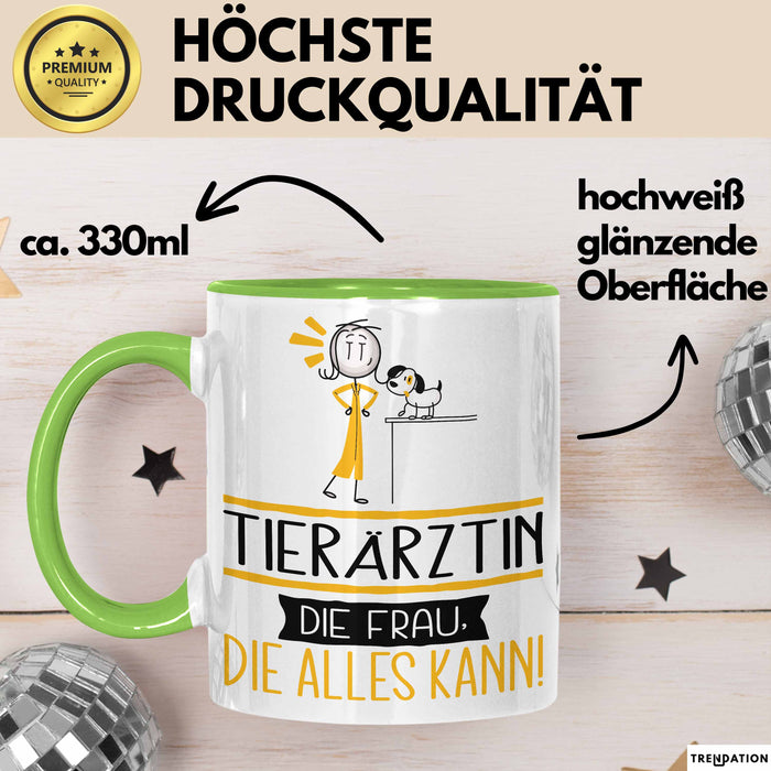 Tierärztin Geschenk Tasse Becher Die Frau Die Allen Kann Geschenkidee für eine Tierärztin Lustig Grün Trendation