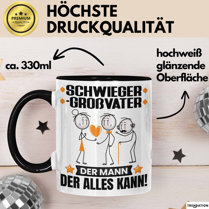Schwiegergroßvater Tasse Geschenk für Schwiegergroßvater Der Mann Der Alles Kann Geschenkidee zum Geburtstag Schwarz Trendation
