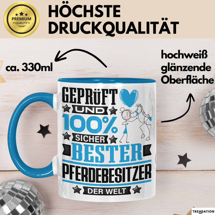 Pferdebesitzer Geschenk Lustiger Spruch für Pferdebesitzer Geschenkidee Bester Pferdebesitzer Der Welt Blau Trendation