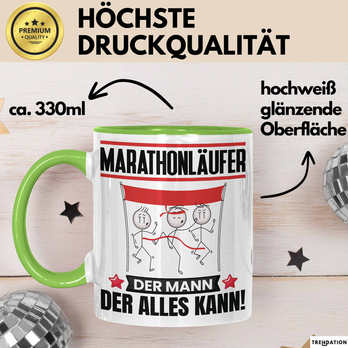 Marathonläufer Tasse Geschenk für Marathonläufer Der Mann Der Alles Kann Geschenkidee zum Geburtstag Grün Trendation