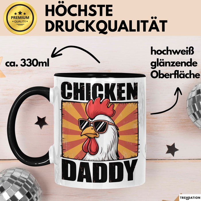 Huhn Tier Bauer Tasse Becher Geschenk Lustige Geschenkidee Spruch Hühnerpapa Schwarz Trendation