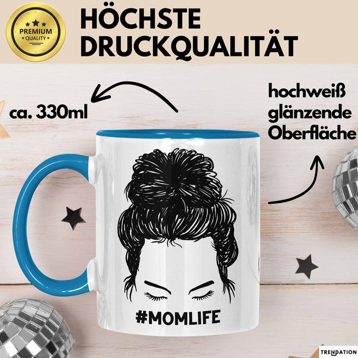 Mutter Tasse Geschenk Stress #Momlife Geschenkidee für beste Mama Muttertag Idee Mom Geschenk von Tochter an Mutter Blau Trendation