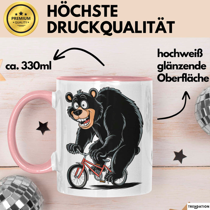 Bär Auf Fahrrad Tasse Geschenk Lustige Geschenkidee Spruch Rosa Trendation