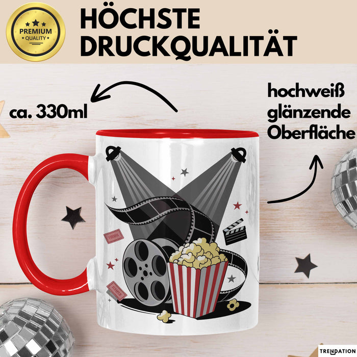 Filmfan Tasse Geschenkidee für Kinoliebhaber Lustiger Spruch Rot Trendation
