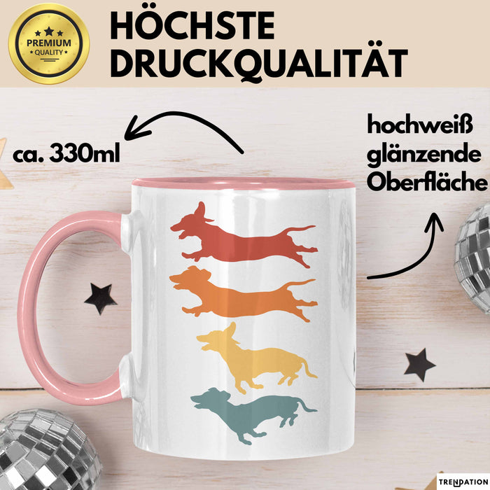 Hunde Tasse Geschenk Hunde Silhouetten Tierliebhaber Spruch Rosa Trendation
