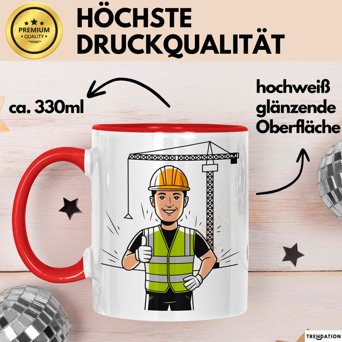 Bauarbeiter Tasse Geschenk Lustige Geschenkidee Spruch Für Bau Profis Rot Trendation