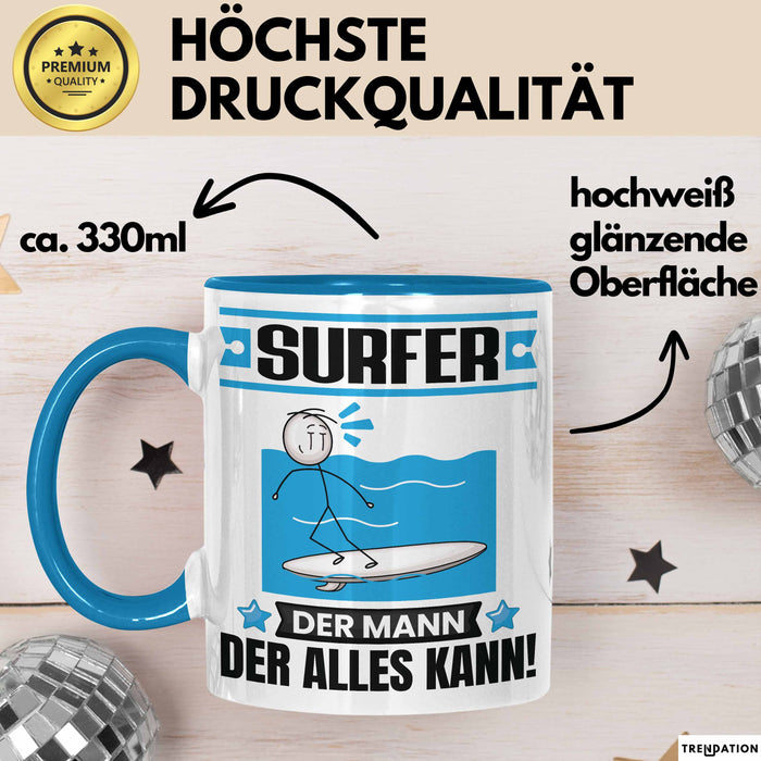 Surfer Tasse Geschenk für Surfer Der Mann Der Alles Kann Geschenkidee zum Geburtstag Blau Trendation