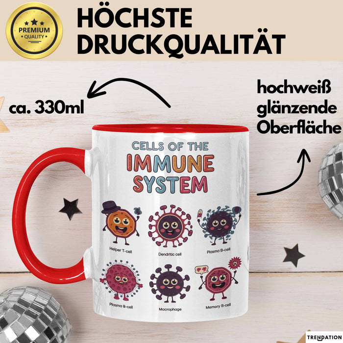 Biologe Tasse Geschenk Zellen Des Immunsystems Geschenkidee Rot Trendation