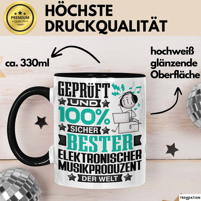 ElektronischerMusikproduzent Geschenk Lustiger Spruch für ElektronischerMusikproduzent Geschenkidee Bester ElektronischerMusikproduzent Der Welt Schwarz Trendation