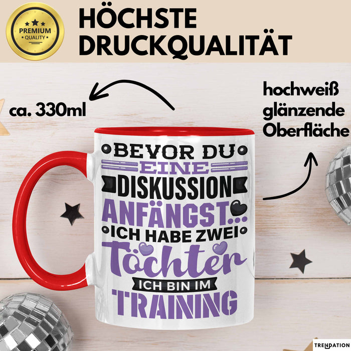 Mama Papa Tasse Geschenk 2 Töchter Geschenkidee Muttertag Vatertag Geschenke Rot Trendation
