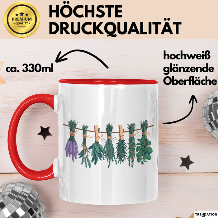Kräuterkundler Tasse Geschenkidee Naturheilmittel Suchender Rot Trendation