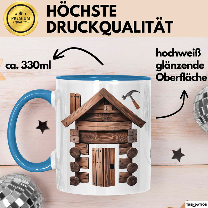 Zimmermann Tasse Geschenkidee für Holzhandwerker Blau Trendation