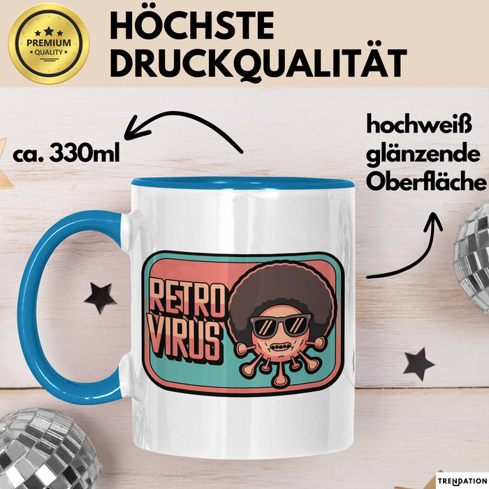 Computerprogrammierer Softwareingenieur Tasse Geschenk Lustige Geschenkidee Spruch Retro Virus Blau Trendation