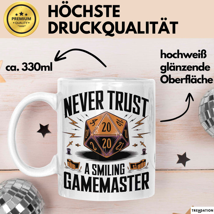Gamer Tasse Geschenkidee Lachender Spielleiter Videospiel Weiß Trendation