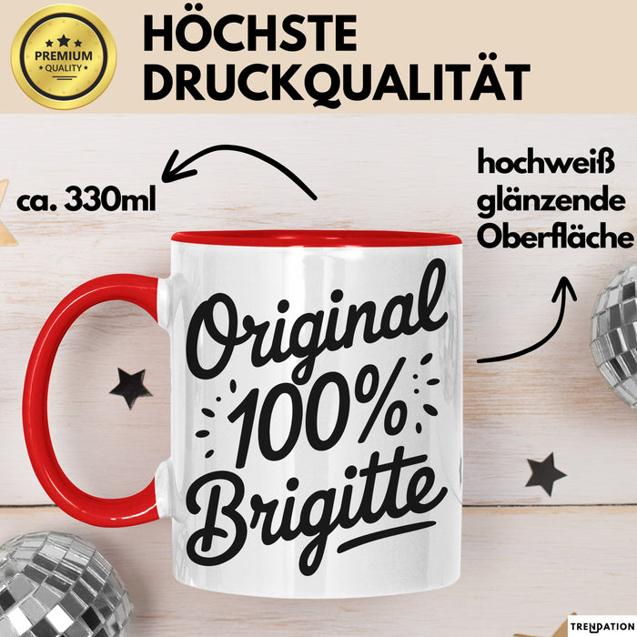 Brigitte Tasse Geschenk Original 100% Brigitte Geschenkidee Geburtstag Rot Trendation