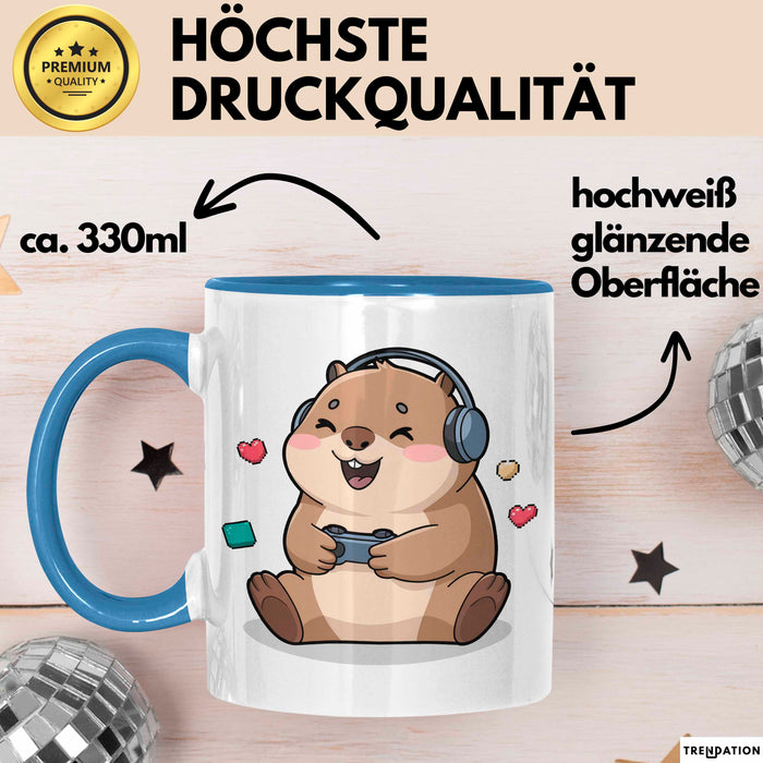 Capybara Videospieler Tasse Geschenk Lustige Geschenkidee Blau Trendation