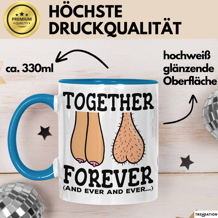 Ehemann Ehefrau Paare Jahrestag Tasse Geschenk Lustige Geschenkidee Spruch Für Immer Zusammen Blau Trendation