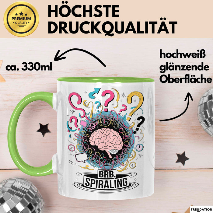 Überdenker Tasse Geschenk Lustige Geschenkidee Spruch Für Beschäftigte Köpfe Grün Trendation