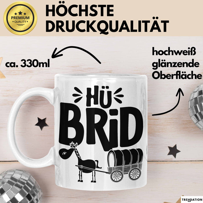 Hü Brid Tasse Geschenk Esel Hybrid Lustiges Hybrid Auto Pferd Esel Geschenkidee E-Auto Elektroauto Weiß Trendation