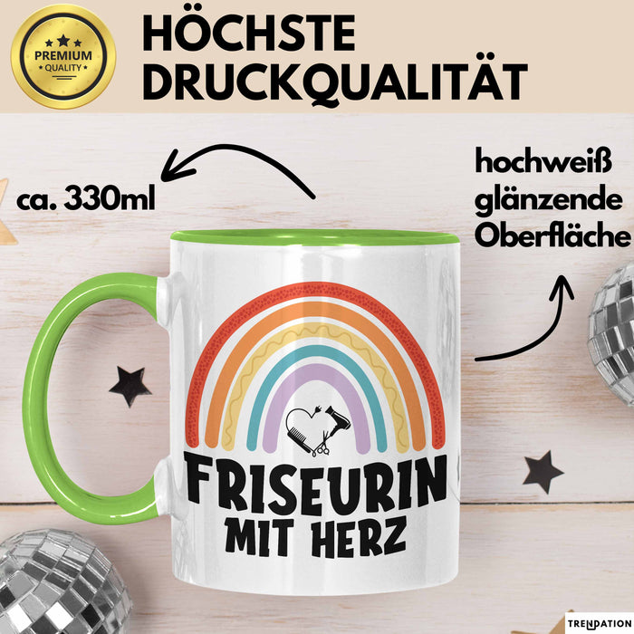 Friseurin Tasse Geschenk Friseurin Mit Herz Frisörin Geschenkidee Grün Trendation