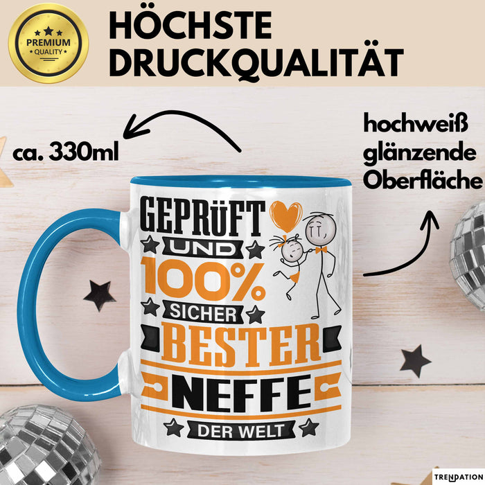 Neffe Geschenk Lustiger Spruch für Neffe Geschenkidee Bester Neffe Der Welt Blau Trendation