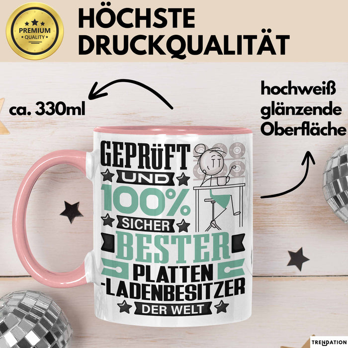 Plattenladenbesitzer Geschenk Lustiger Spruch für Plattenladenbesitzer Geschenkidee Bester Plattenladenbesitzer Der Welt Rosa Trendation