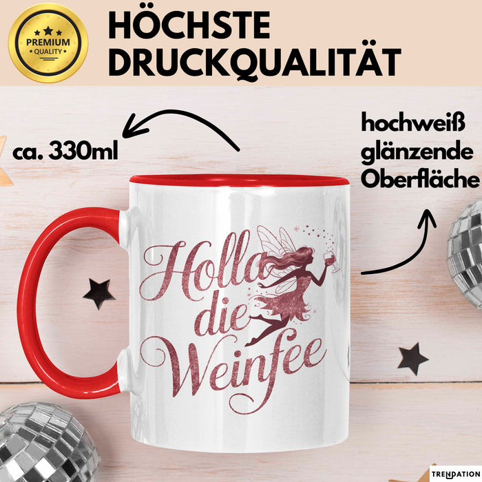 Weintrinker Trinken Fee Tasse Geschenk Lustige Geschenkidee Spruch Weinliebhaber Fee Rot Trendation