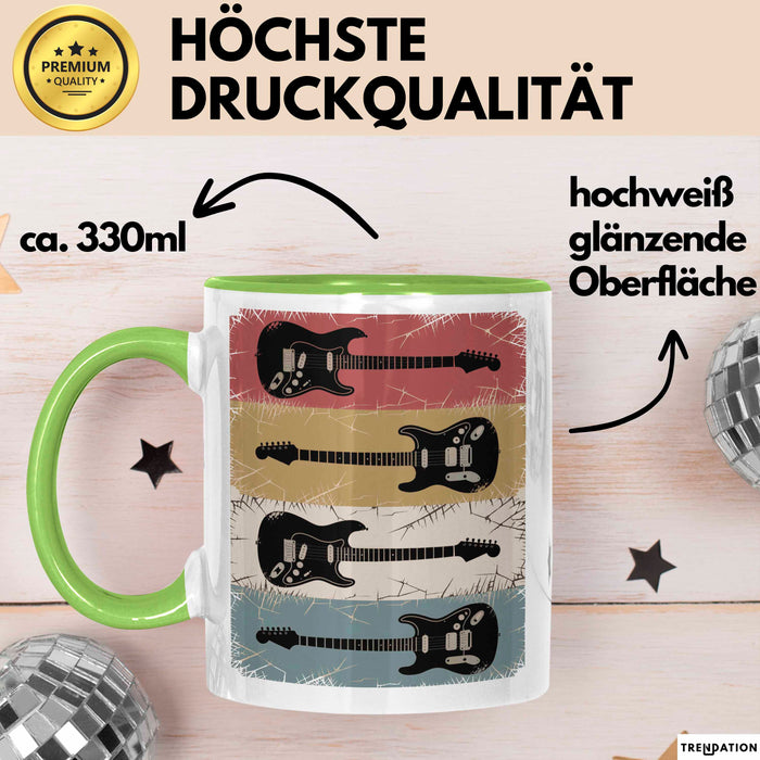 Gitarre Musik Retro Musiker Gitarrist Tasse Geschenk Lustige Geschenkidee Spruch Grün Trendation