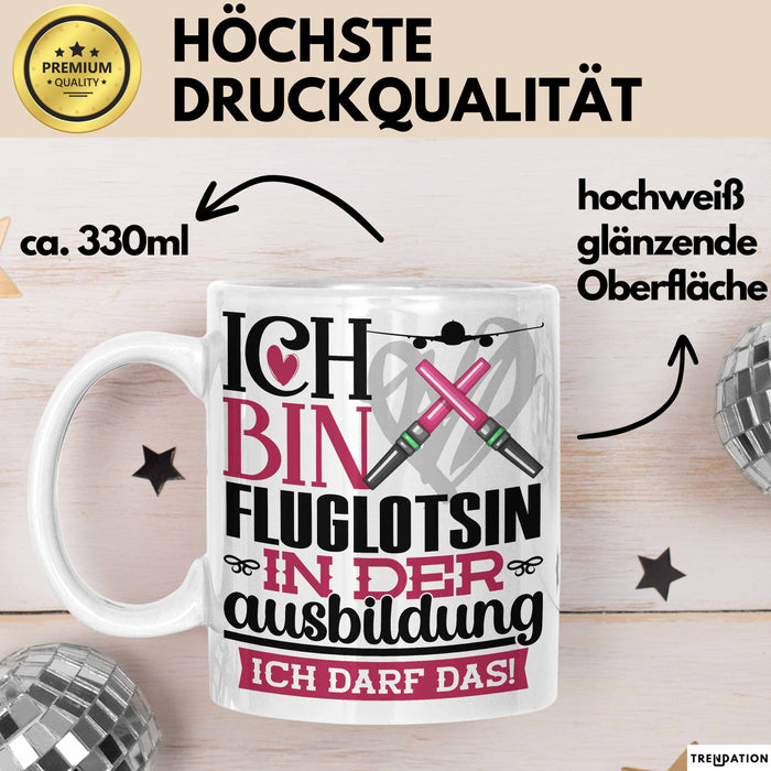 Fluglotsin Ausbildung Start Geschenk Tasse Ich Bin Fluglotsin In Der Ausbildung Ich Darf Das Kaffee-Becher Geschenkidee Weiß Trendation
